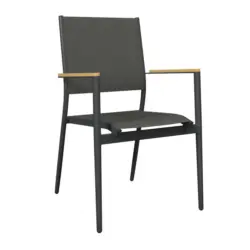 Stapelsessel in Metall, Kunststoff, Textil Anthrazit, Naturfarben, Dunkelgrau