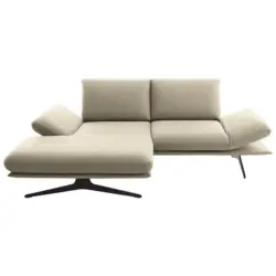 Ecksofa in Flachgewebe Beige 155/234 cm