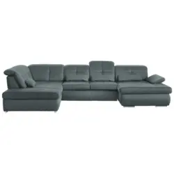 Wohnlandschaft in Mikrofaser Blaugrau