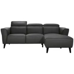 Ecksofa in Echtleder Grau 223/173 cm
