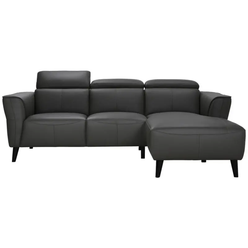 Ecksofa in Echtleder Grau 223/173 cm