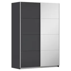 Schwebet&uuml;renschrank in Graphitfarben, Silberfarben