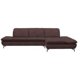Ecksofa in Flachgewebe Dunkelbraun 315/200 cm