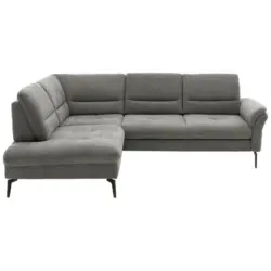 Ecksofa in Webstoff Grau 206/256 cm