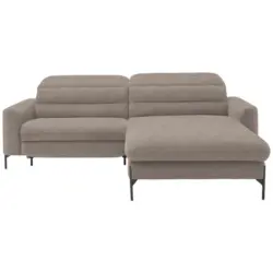 Ecksofa in Flachgewebe Hellbraun 252/191 cm