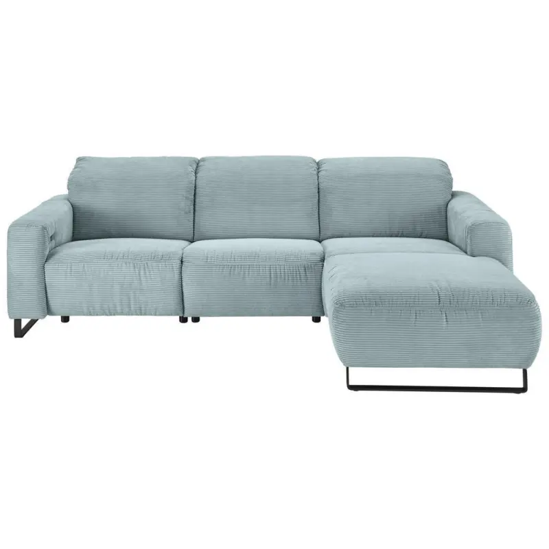 Ecksofa in Cord Hellblau 266/180 cm