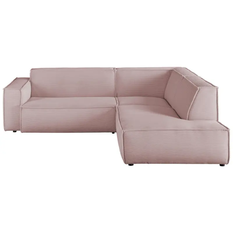 Ecksofa in Cord Rosa 254/224 cm