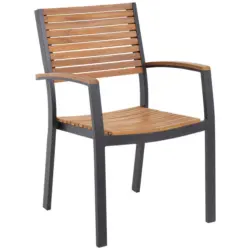 Gartensessel Holz, Metall Schwarz, Teakfarben