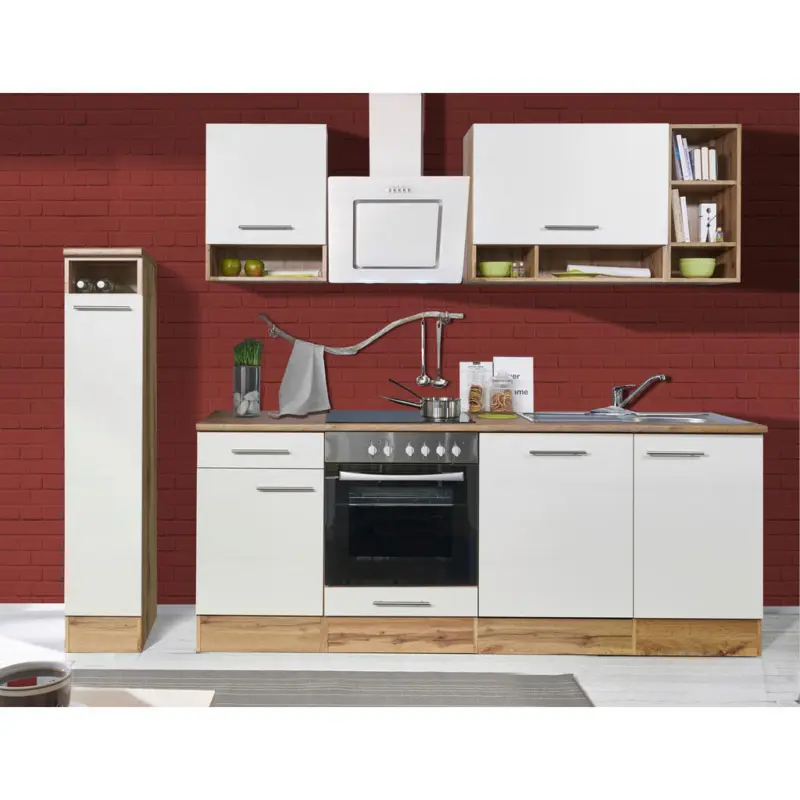 K&uuml;chenleerblock 250/205 cm in Wei&szlig;, Wildeiche