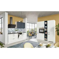 Eckk&uuml;che 220/180 cm in Blau, Wei&szlig;