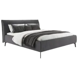 Polsterbett gepolstertes Kopfteil Dunkelgrau 160/200 cm