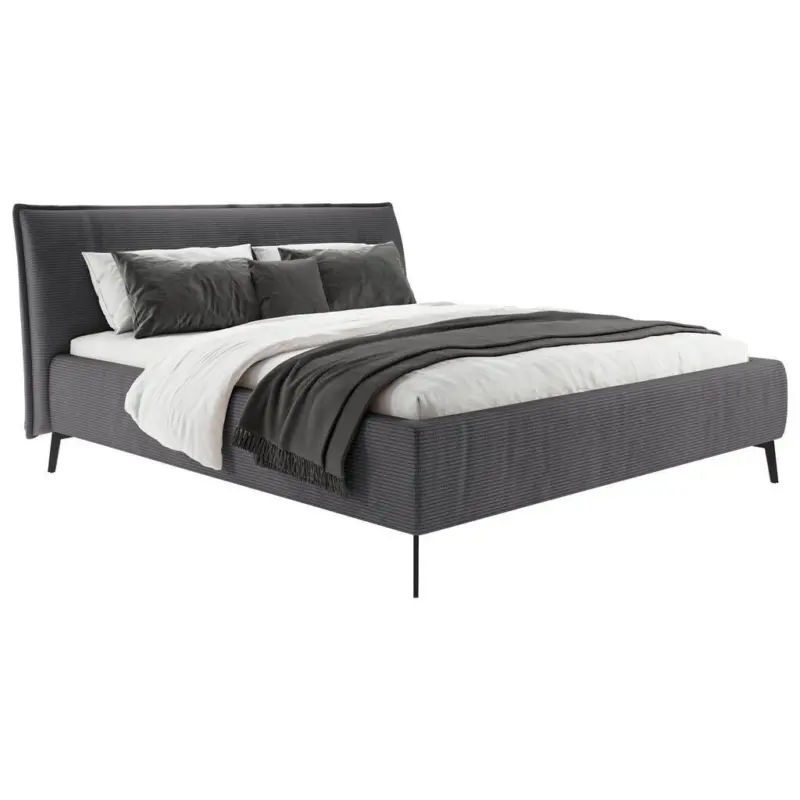 Polsterbett gepolstertes Kopfteil Dunkelgrau 160/200 cm