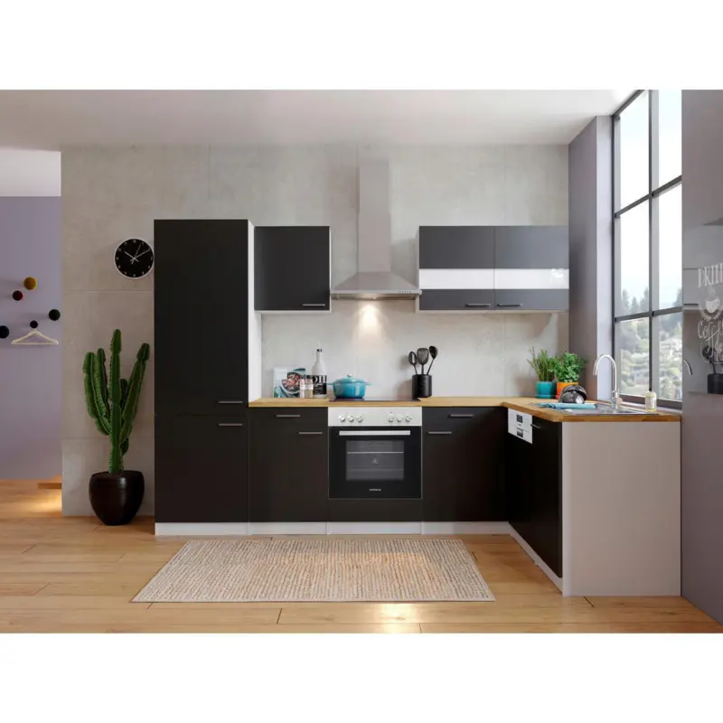 Eckk&uuml;che 280/172 cm in Schwarz