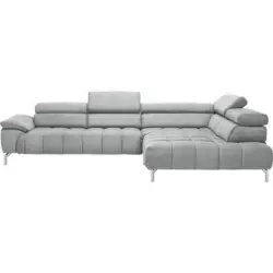 Ecksofa in Chenille Hellgrau 323/222 cm