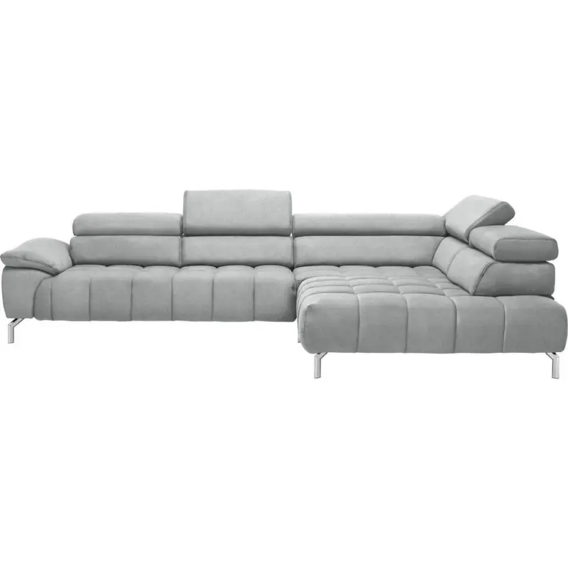 Ecksofa in Chenille Hellgrau 323/222 cm