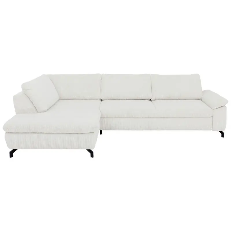 Ecksofa Sense in Cord, Velours Creme, Naturfarben 197/291 cm