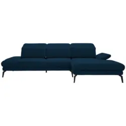 Ecksofa in Flachgewebe Dunkelblau 289/180 cm