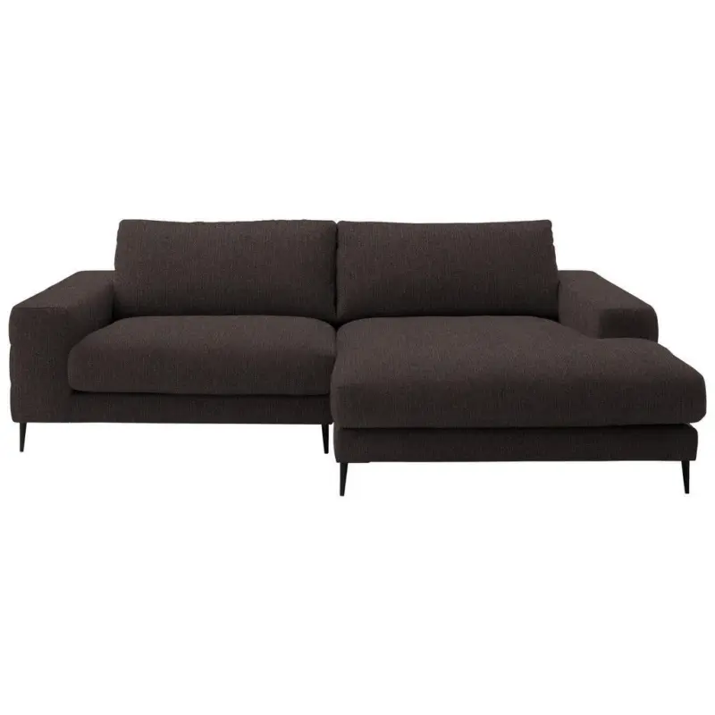 Ecksofa in Flachgewebe Braun 253/177 cm