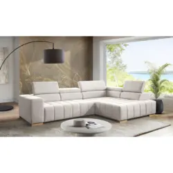 Ecksofa Elias in Chenille Creme 307/201 cm