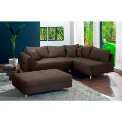 Ecksofa inkl. Hocker Ariella in Mikrofaser Graubraun 161/231 cm