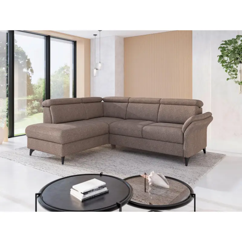 Ecksofa Glendale E in Chenille Cappuccino 193/247 cm