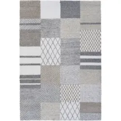 Webteppich 120/170 cm Mehari Creme, Grau, Dunkelgrau