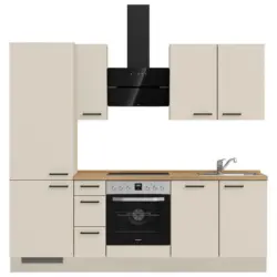 K&uuml;chenleerblock 240 cm in Eichefarben, Sandfarben