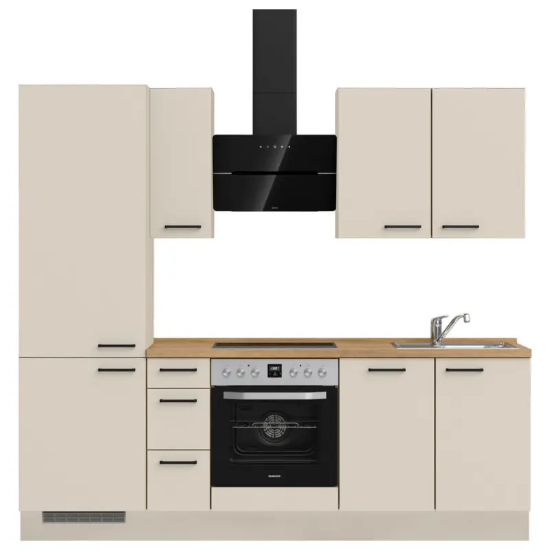 K&uuml;chenleerblock 240 cm in Eichefarben, Sandfarben