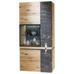 XXXLutz Lauterach - Ihr M&ouml;belhaus bei Bregenz Vitrine in mehrschichtige Massivholzplatte (Tischlerplatte) Wildeiche Grau, Eichefarben