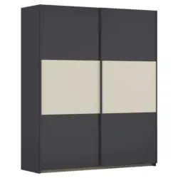 Schwebet&uuml;renschrank in Grau, Alufarben, Champagner