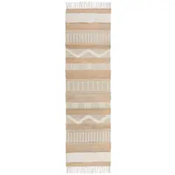 Handwebteppich 230/60 cm Creme, Naturfarben