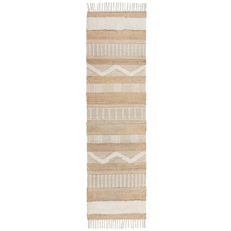 Handwebteppich 230/60 cm Creme, Naturfarben