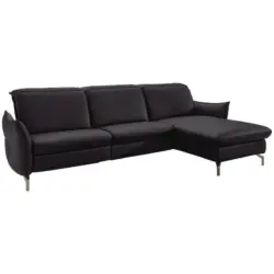 Ecksofa in Lederlook (vegan) Schwarz 233/179 cm