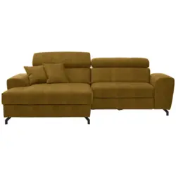 Ecksofa in Velours Gelb, Gr&uuml;n 181/267 cm