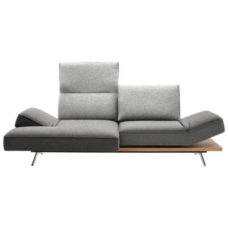 Ecksofa in Flachgewebe Hellgrau 132/240 cm