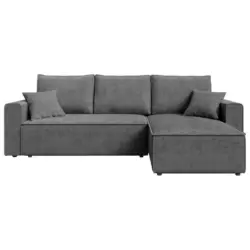 Ecksofa in Cord Dunkelgrau