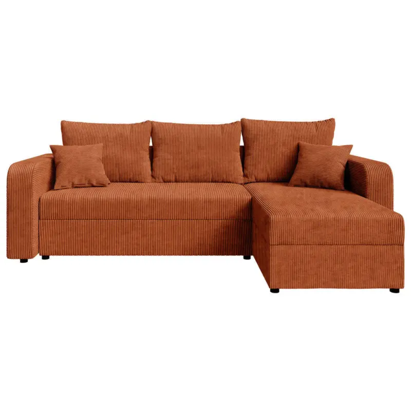 Ecksofa in Cord Rostfarben