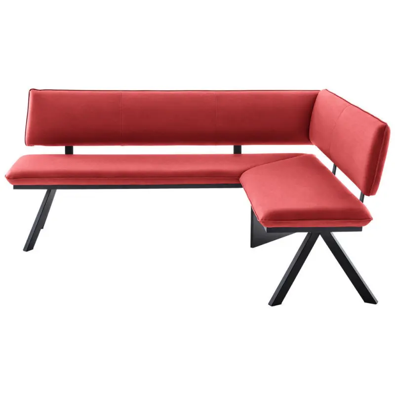 Eckbank 205/165 cm in Rot, Schwarz