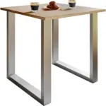 XXXLutz Lauterach - Ihr M&ouml;belhaus bei Bregenz Esstisch 80/50/76 cm Nachbildung Metall, Holzwerkstoff quadratisch Silberfarben, Sonoma Eiche