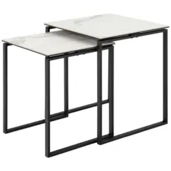 Beistelltischset in Metall, Glas, Keramik 43/50/50/55/43/50 cm