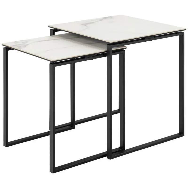 Beistelltischset in Metall, Glas, Keramik 43/50/50/55/43/50 cm