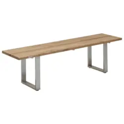 Gartenbank 160/46/40 cm in Edelstahlfarben, Teakfarben