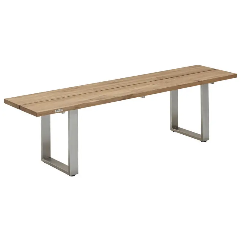 Gartenbank 160/46/40 cm in Edelstahlfarben, Teakfarben