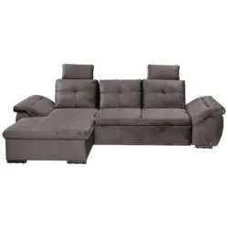 Ecksofa in Mikrovelours Graubraun