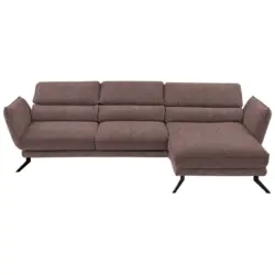 Ecksofa Valdera in Velours Braun 283/153 cm