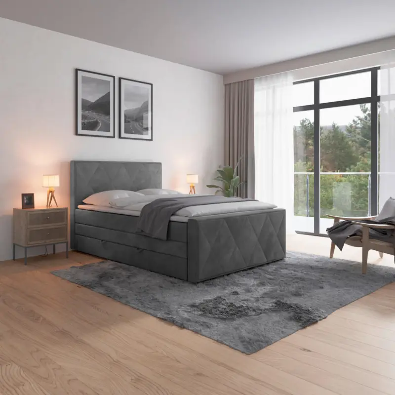 Boxspringbett 140/200 cm in Beige