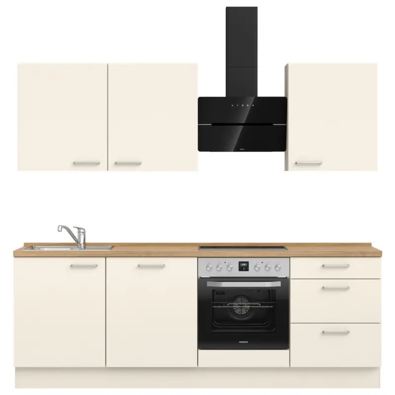 K&uuml;chenleerblock 240 cm in Eichefarben, Magnolie