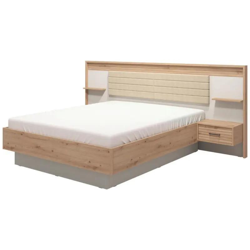 Bettanlage 160/200 cm in Kaschmir, Eiche Artisan