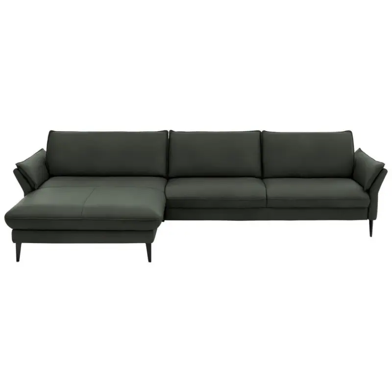 Ecksofa inkl. Funktion in Echtleder Olivgr&uuml;n 172/334 cm
