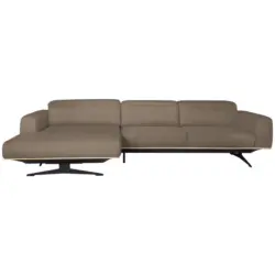 Ecksofa in Echtleder Hellbraun 163/305 cm